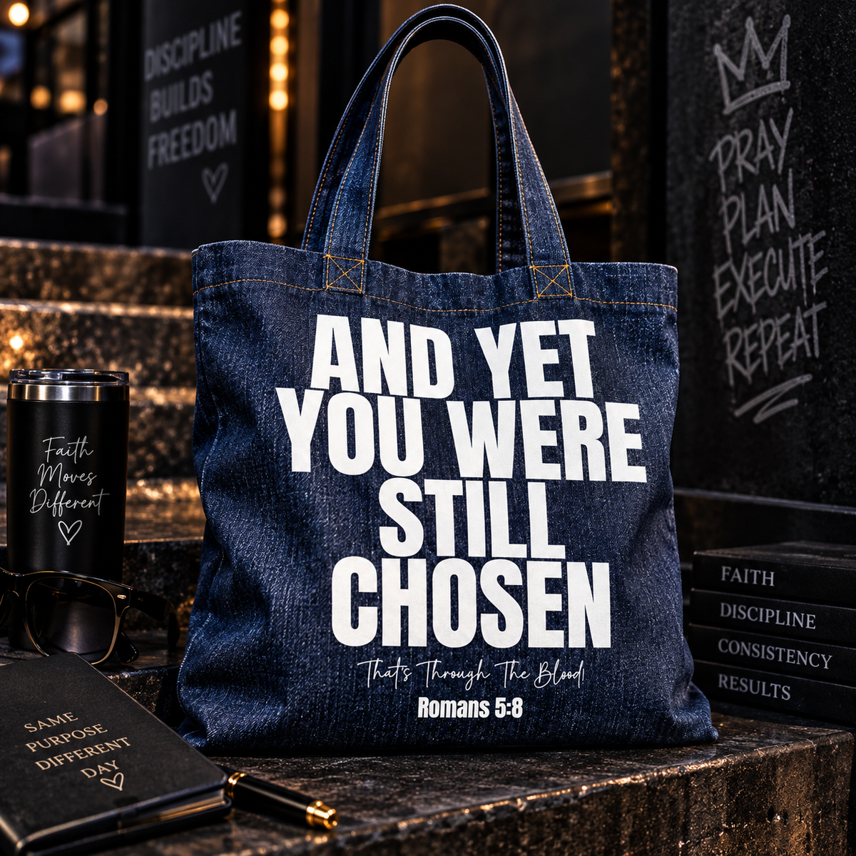And Yet You Were Still Chosen Denim Tote